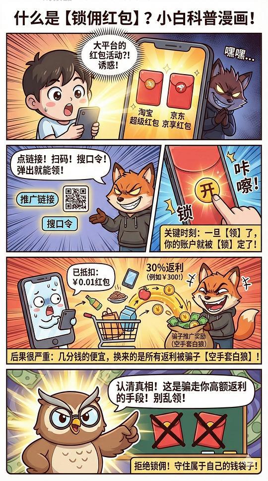 讨论/【科普】618必看！锁佣、锁佣红包、锁佣诈骗科普漫画！ - 线报酷