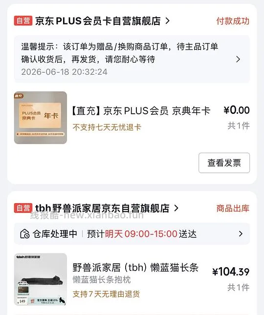 【部分有货】好价野兽派长条动物抱枕105元送京东plus年卡 - 线报酷