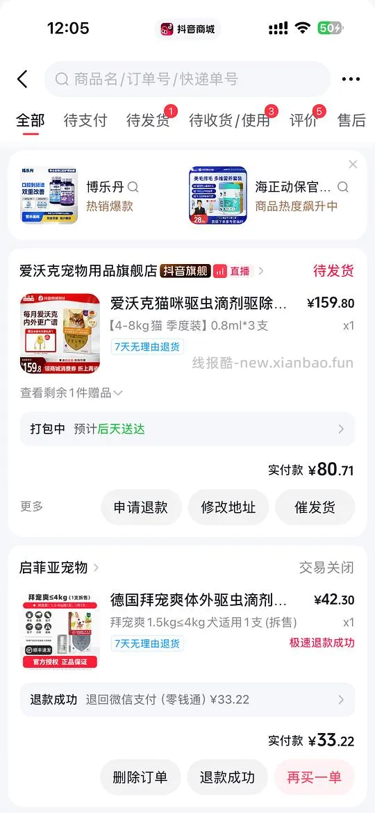 爱沃克成猫3支80块 - 线报酷