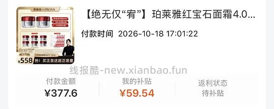 红宝石面霜317 250g➕红宝石面膜十片 - 线报酷